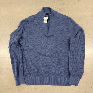 New J.Crew XL Blue Cotton Zip Sweater - Stylish & Cozy